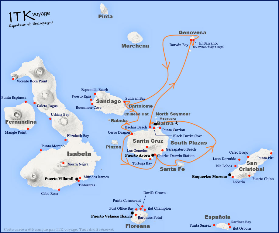 aida, maria, comfort, cruise, galápagos, itinerary, map, 5d