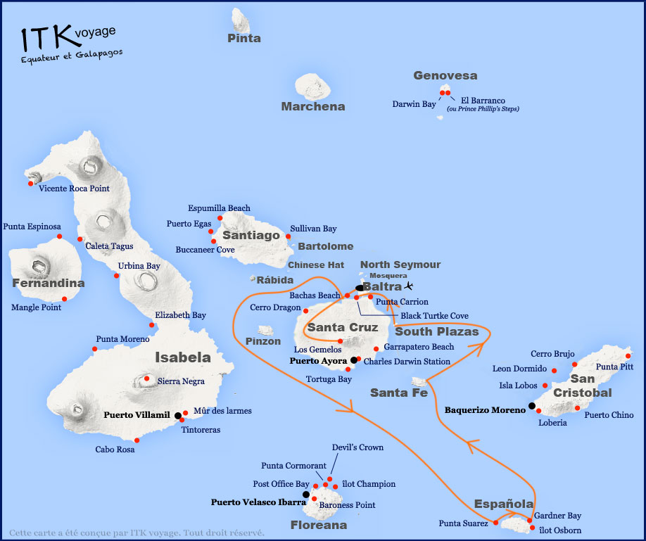 angelito, comfort, cruise, galapagos, itinerary, map, 4d