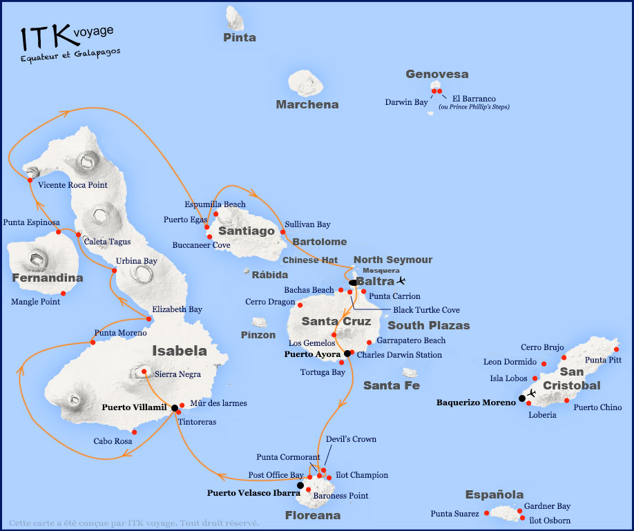 beluga, superior, cruise, galapagos, itinerary, map, 8d, fernandina