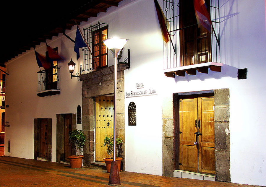 Hotel, san, Francisco, colonial, quito, Ecuador, itk, facade