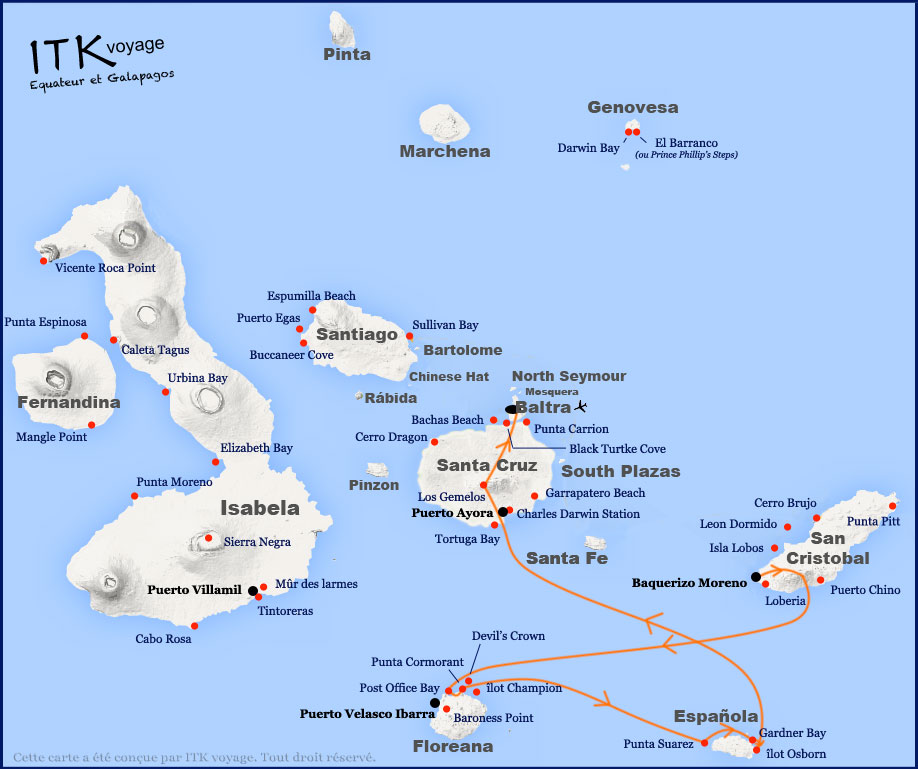 majestic, luxe, cruise, galapagos, itinerary, map, 4d