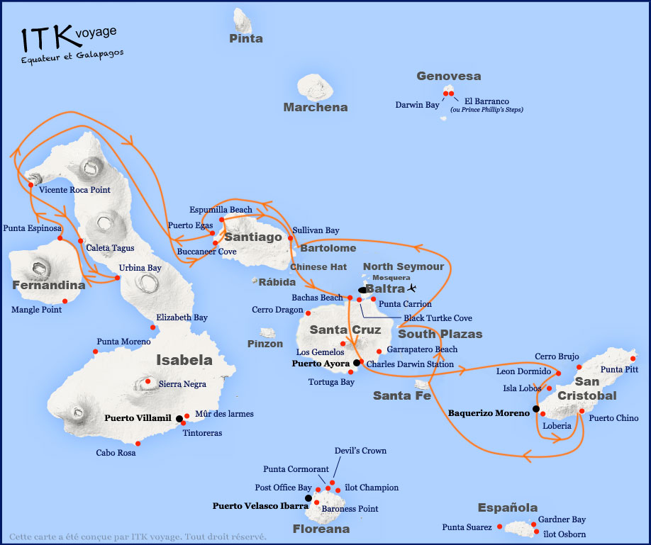 majestic, luxe, cruise, galapagos, itinerary, map, 8db
