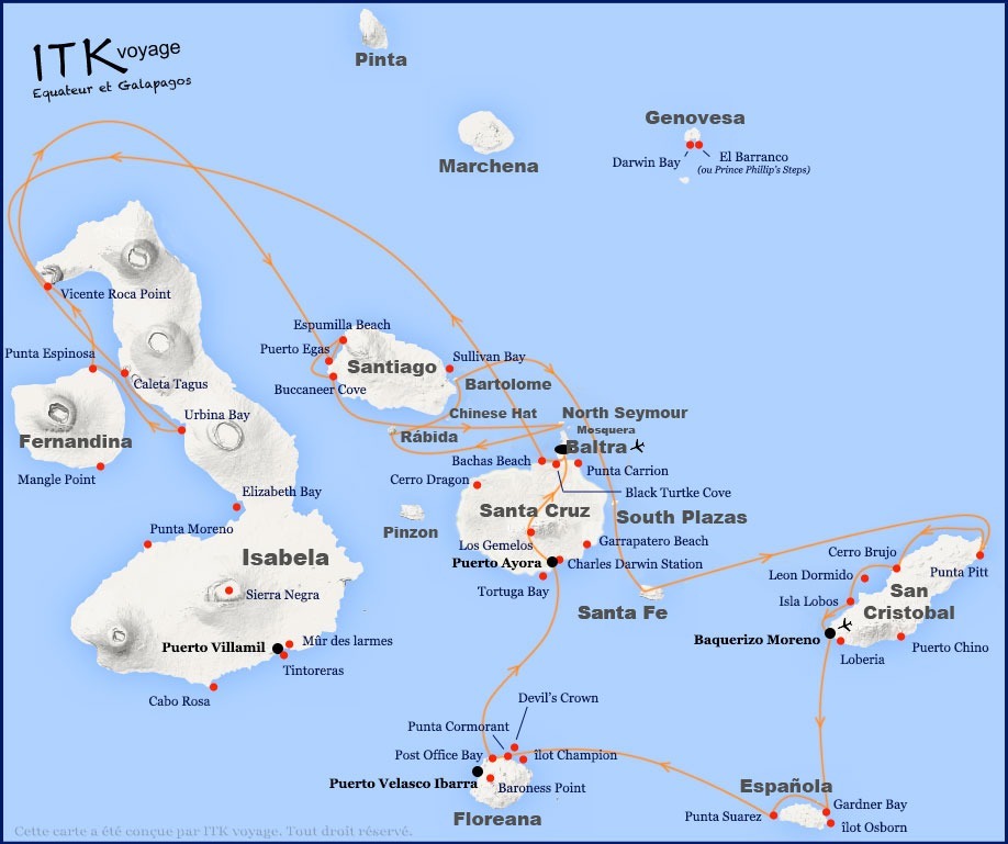 monserrat, superieur, cruise, galápagos, itinerary, map, 12D, abc