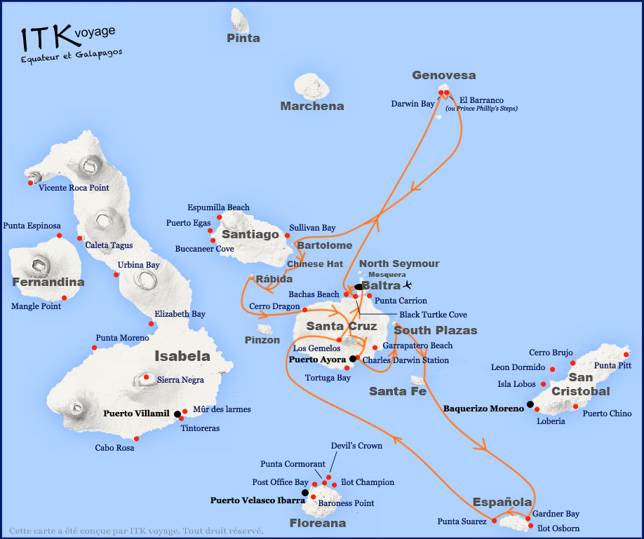 passion, luxe, cruise, galapagos, itinerary, map, 8d, east