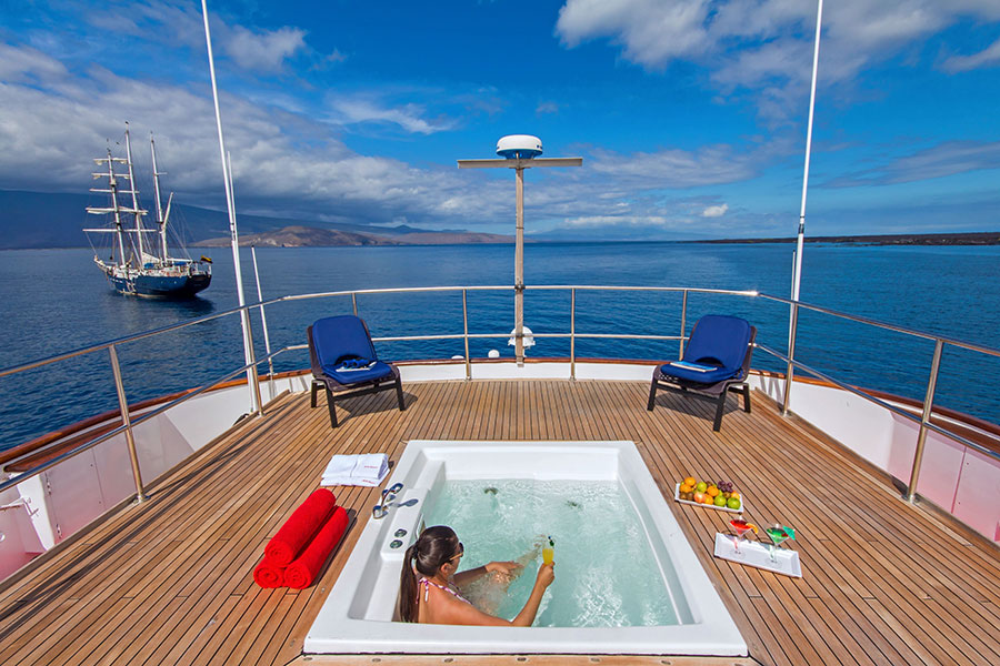 passion, luxe, cruise, galapagos, jacuzzi