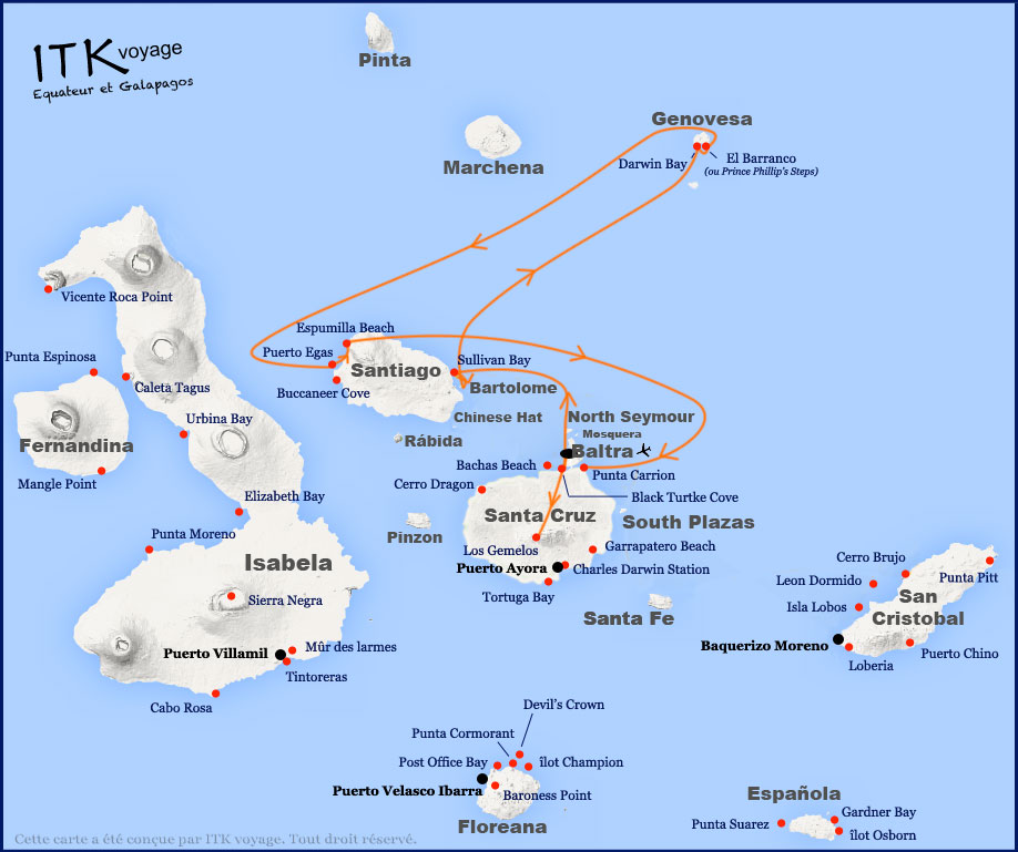 petrel, cruise, luxe, galapagos, itinerary, map, 5d