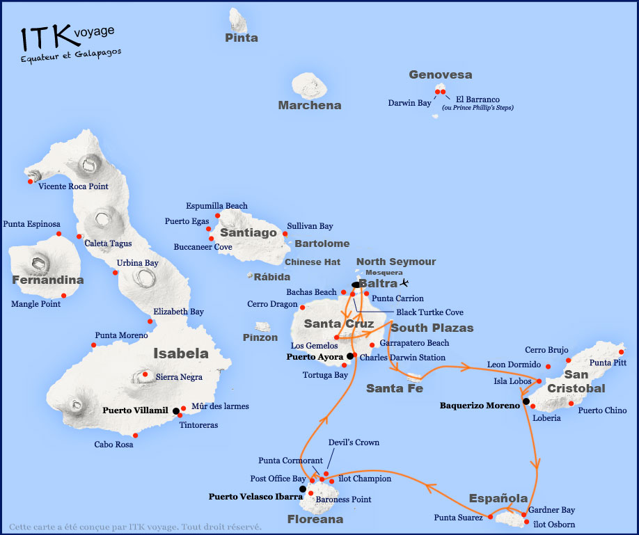 petrel, cruise, luxe, galapagos, itinerary, map, 6db