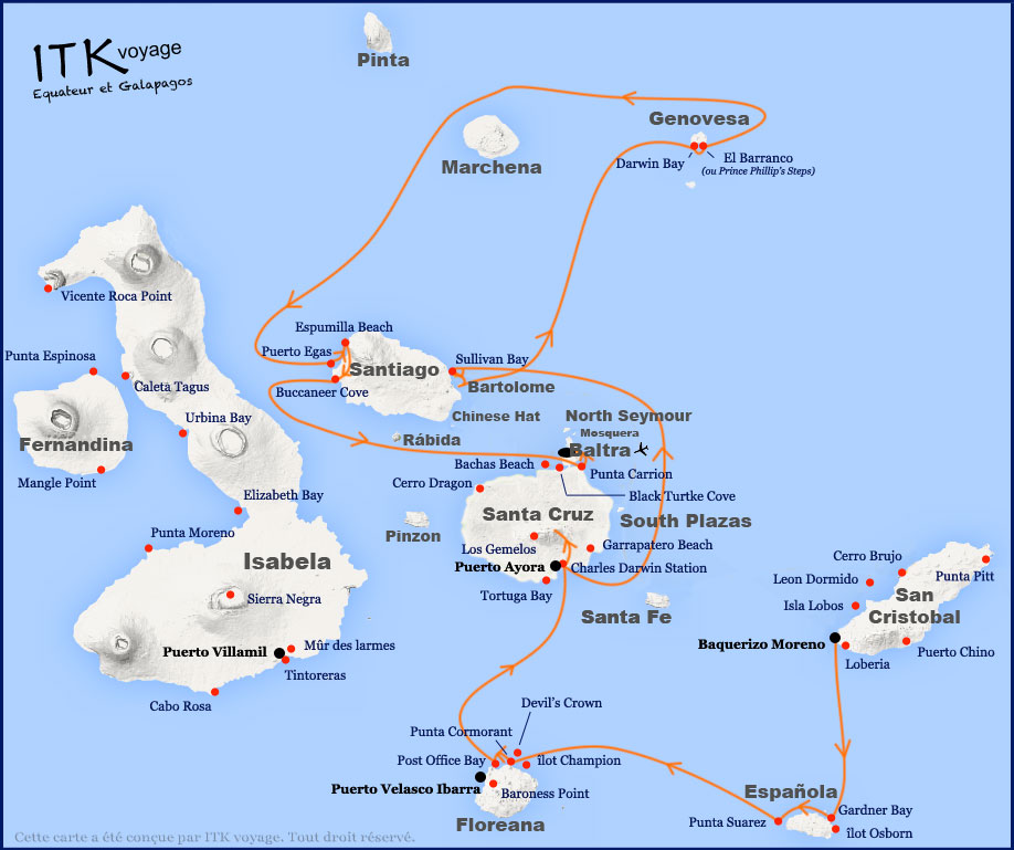 petrel, cruise, luxe, galapagos, itinerary, map, 8db
