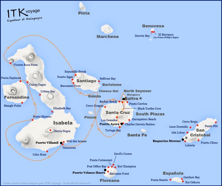 solaris, yacht, superior, cruise, galápagos, itinerary, map, 8da