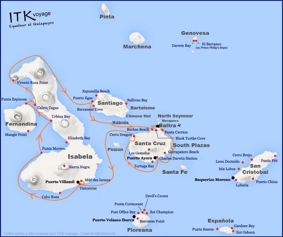 treasure, of, galápagos, superior, cruise, galápagos, itinerary, map, 7d