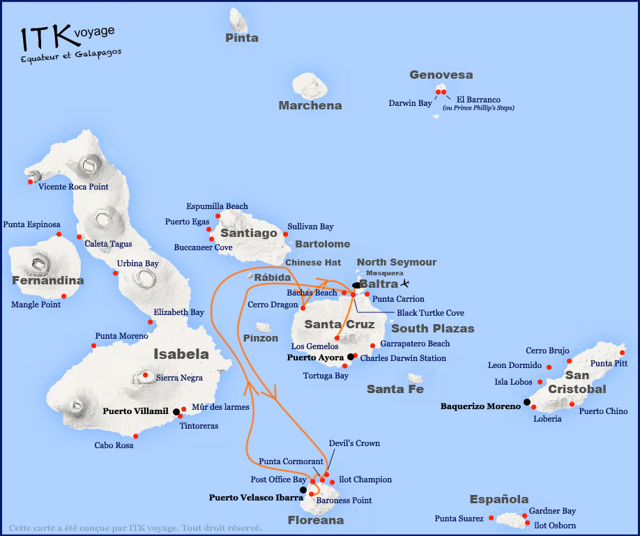 yolita, comfort, cruise, galapagos, itinerary, map, 4d