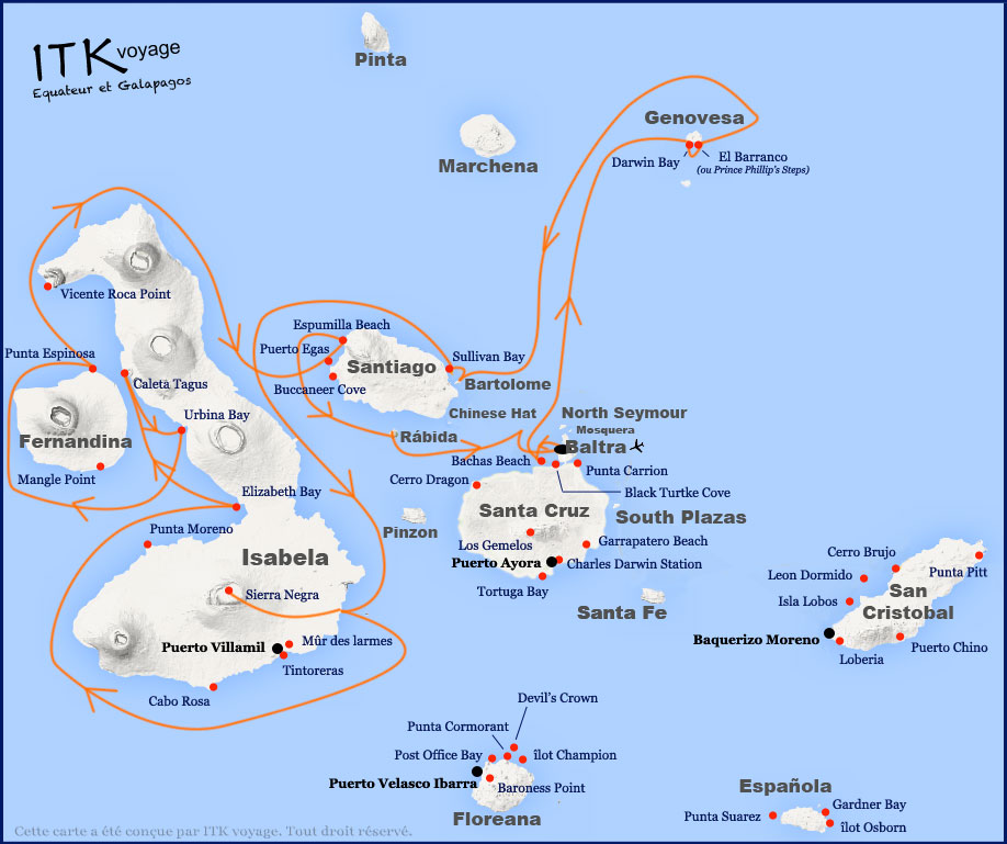 yolita, comfort, cruise, galapagos, itinerary, map, 8d, a